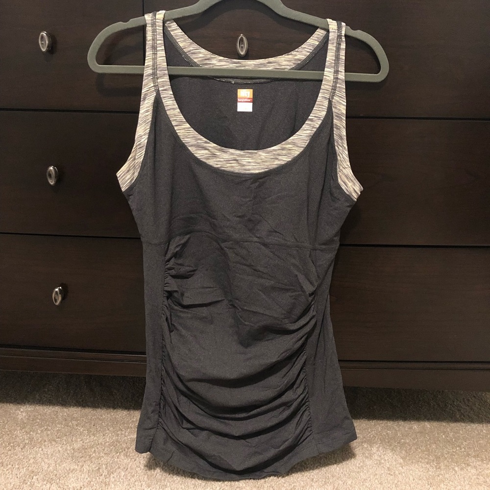 Dark grey with yellow and white Lucy top